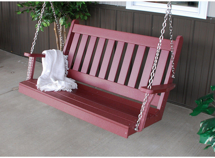 Porch Swing - A&L Furniture Traditional English Recycled Plastic 4ft Porch Swing