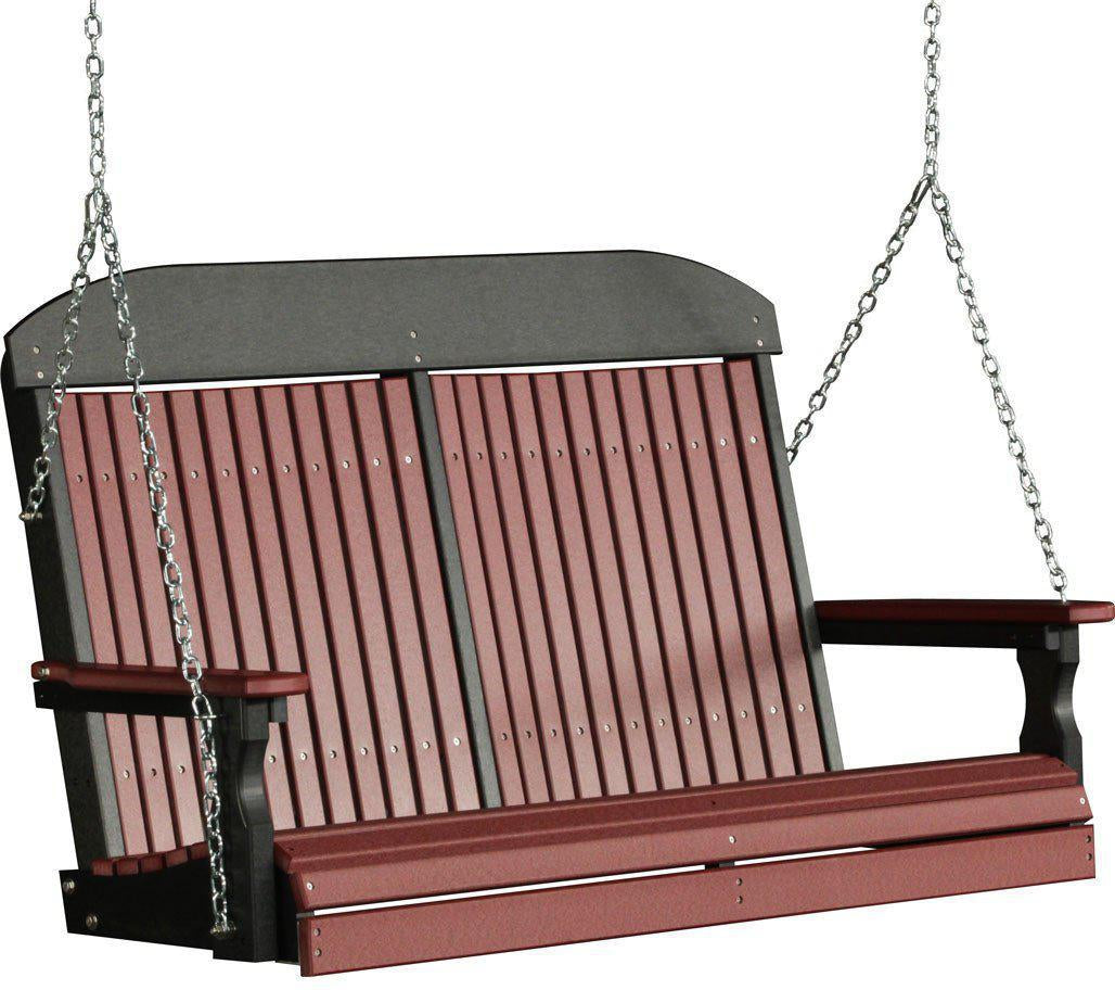 LuxCraft Classic Highback 4ft. Recycled Plastic Porch Swing - Rocking Furniture