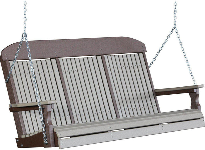 LuxCraft Classic Highback 5ft. Recycled Plastic Porch Swing - Rocking Furniture