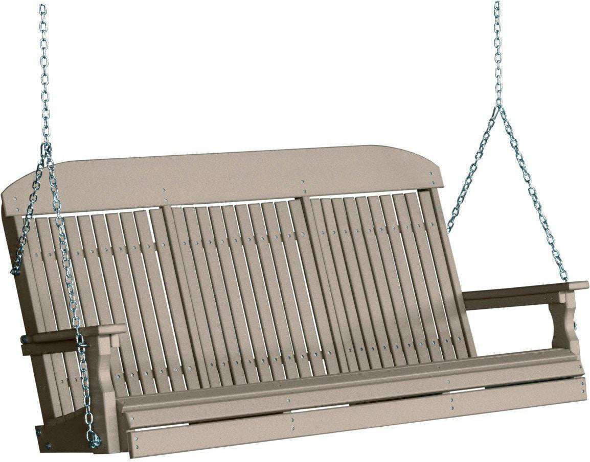 LuxCraft Classic Highback 5ft. Recycled Plastic Porch Swing - Rocking Furniture