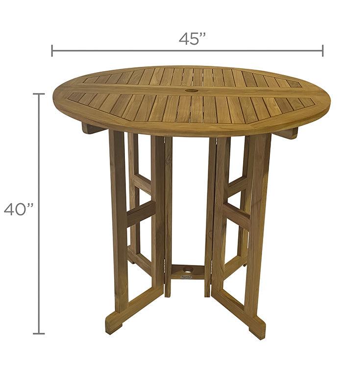 Royal Teak Collection Admiral Bar Drop-Leaf Table 45" Round - SHIPS WITHIN 1 TO 2 BUSINESS DAYS