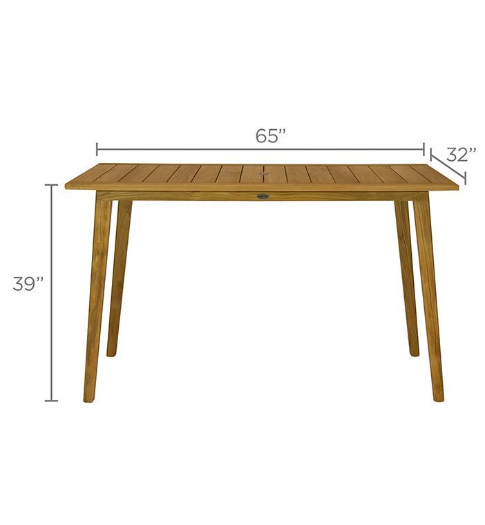 Royal Teak Collection Admiral 32" x 65" Rectangular Bar Table - SHIPS WITHIN 1 TO 2 BUSINESS DAYS