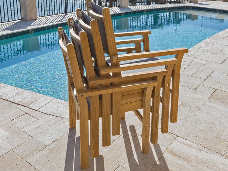 Royal Teak Collection Outdoor Captiva Sling Stacking Chair - SHIPS WITHIN 1 TO 2 BUSINESS DAYS