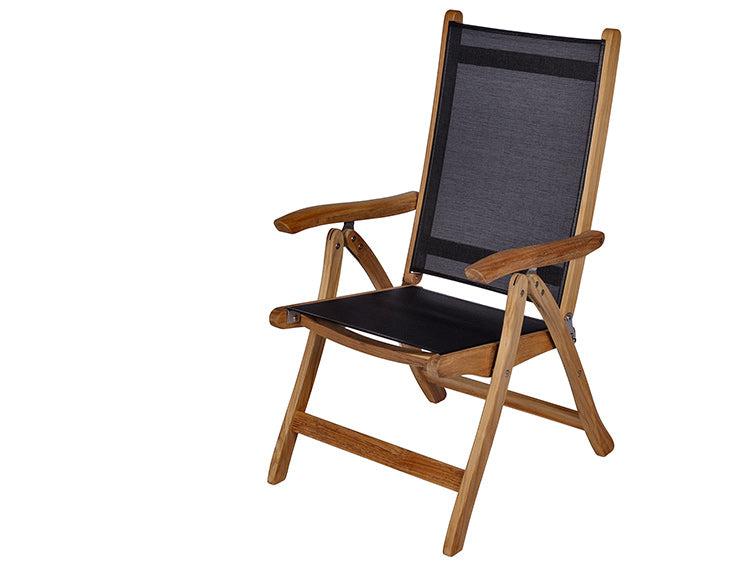 Royal Teak Collection Florida Folding Reclining Sling Arm Chair - SHIPS WITHIN 1 TO 2 BUSINESS DAYS