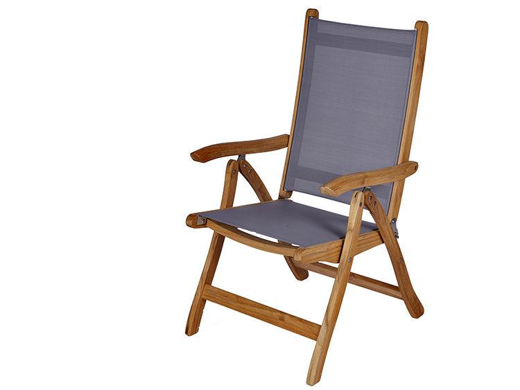 Royal Teak Collection Florida Folding Reclining Sling Arm Chair - SHIPS WITHIN 1 TO 2 BUSINESS DAYS