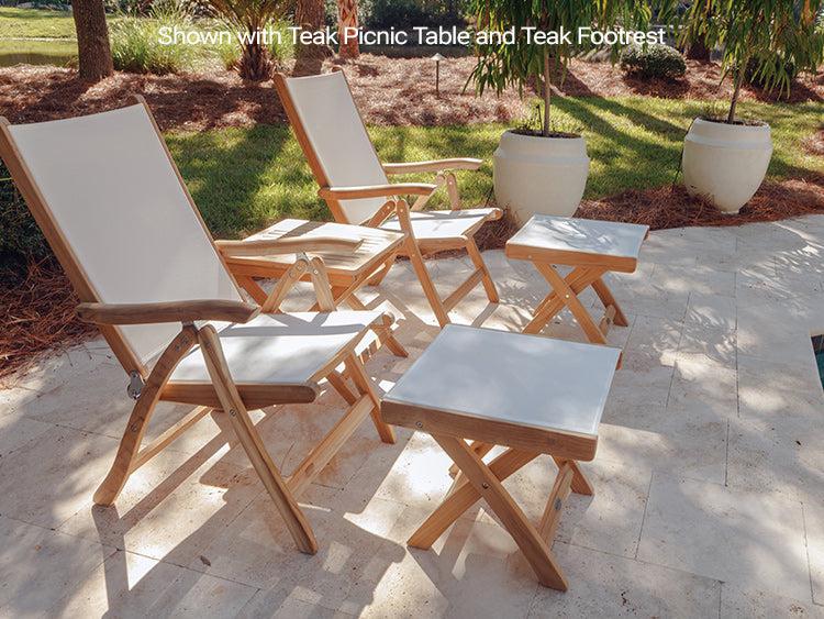 Royal Teak Collection Florida Folding Reclining Sling Arm Chair - SHIPS WITHIN 1 TO 2 BUSINESS DAYS