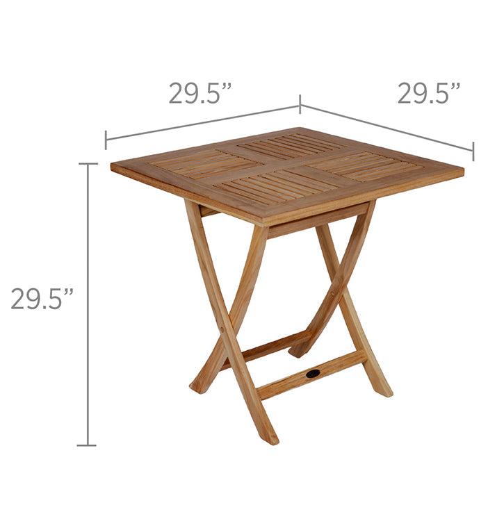 Royal Teak Collection Outdoor Medium Sailor 30" Square Folding Table - SHIPS WITHIN 1 TO 2 BUSINESS DAYS