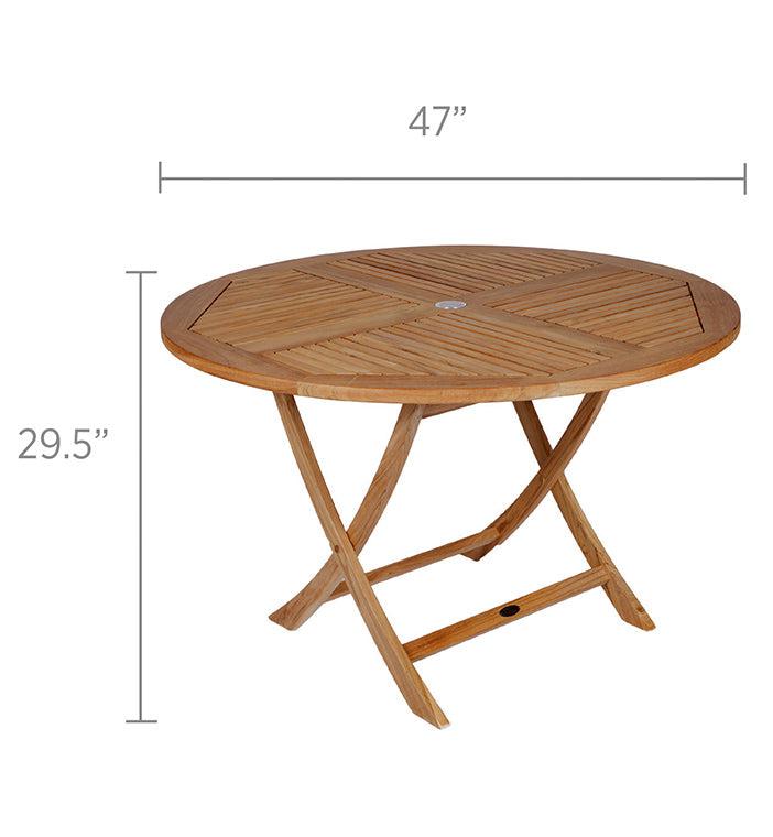 Royal Teak Collection Large Outdoor Sailor 47" Folding Patio Table - SHIPS WITHIN 1 TO 2 BUSINESS DAYS