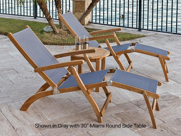 Royal Teak Folding Steamer Lounge Chair with Picnic Side Table