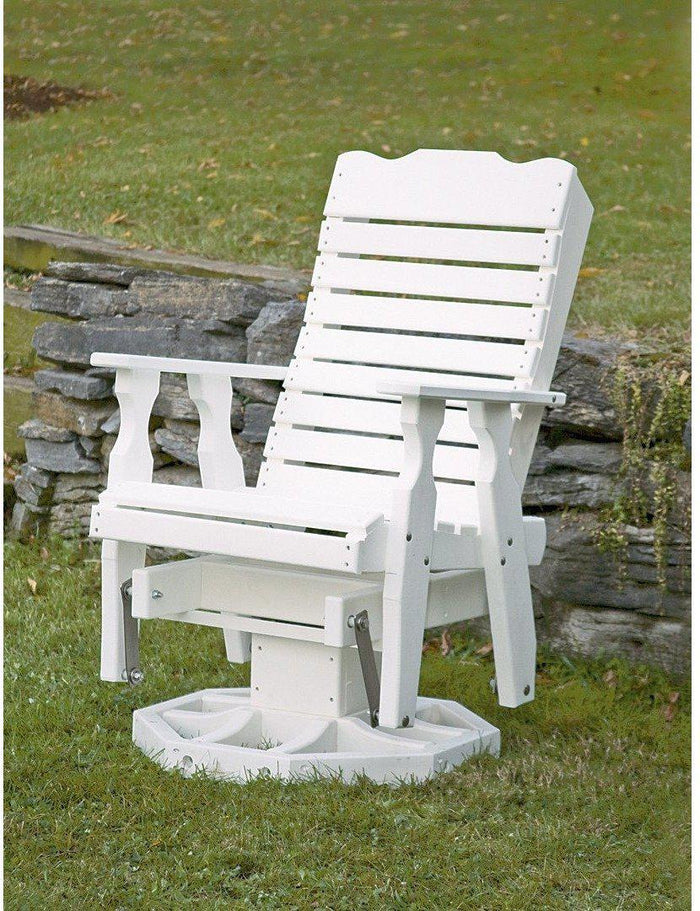leisure lawns recycled plastic amish curve-back swivel glider chair white