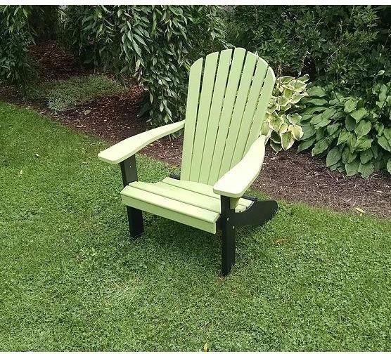 A & L Furniture Co. Amish Made Poly Fanback Adirondack Chair w/Black Frame  - Ships FREE in 5-7 Business days - Rocking Furniture