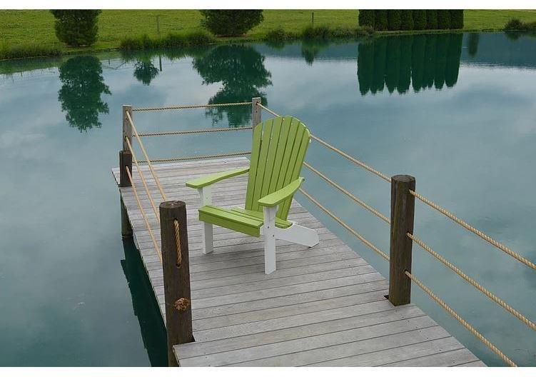 A & L Furniture Co. Amish Made Poly Fanback Adirondack Chair w/White Frame  - Ships FREE in 5-7 Business days - Rocking Furniture