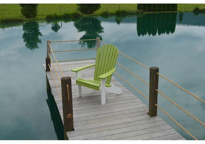 A & L Furniture Co. Amish Made Poly Fanback Adirondack Chair w/White Frame  - Ships FREE in 5-7 Business days - Rocking Furniture