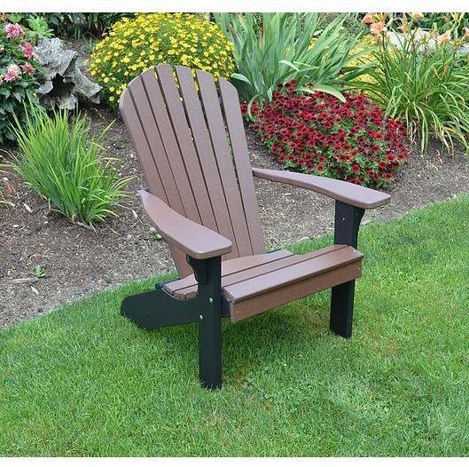 A & L Furniture Co. Amish Made Poly Fanback Adirondack Chair w/Black Frame  - Ships FREE in 5-7 Business days - Rocking Furniture