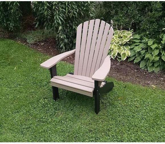 A & L Furniture Co. Amish Made Poly Fanback Adirondack Chair w/Black Frame  - Ships FREE in 5-7 Business days - Rocking Furniture